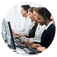 Group of call center support representatives